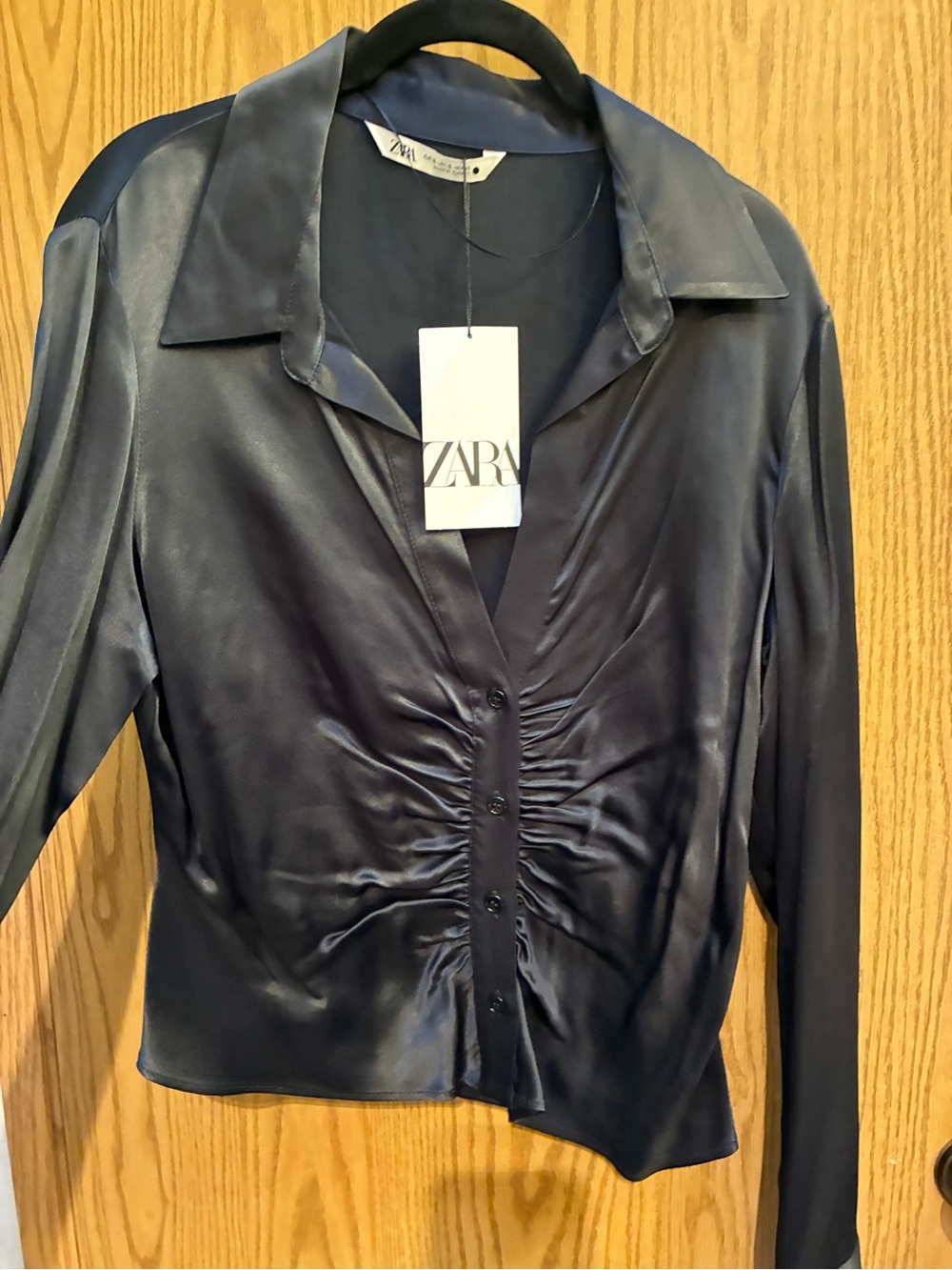 Zara Satin Ruched Blouse